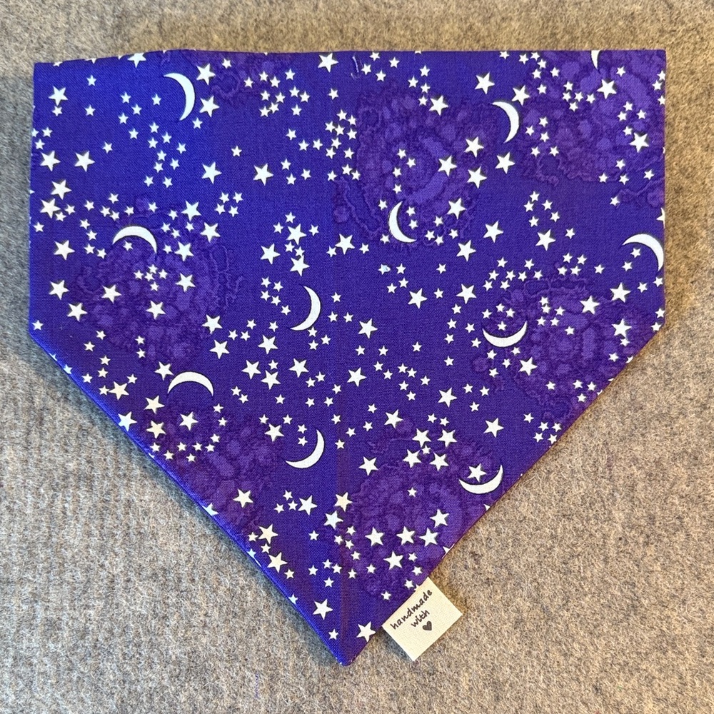 Purple Moon and Stars Scrunchie Dog Bandana